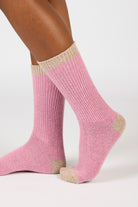 Lilac and beige contrast trim cashmere blend socks_3