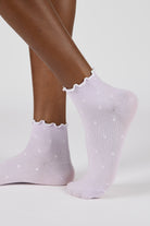 Lilac and white polka dot ruffle trim socks_2