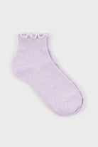 Lilac and white polka dot ruffle trim socks_3