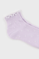 Lilac and white polka dot ruffle trim socks_4