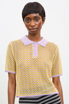 Lilac and yellow mix knit polo_1