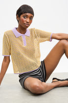 Lilac and yellow mix knit polo_5