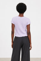Lilac bubble texture mock neck short sleeve top_2