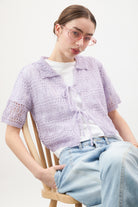 Lilac crochet knit double tie front top_1
