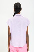 Lilac daisy gingham short sleeved shirt_2