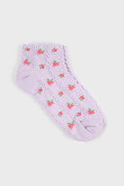 Lilac lattice tiny pink flowers pop socks_3