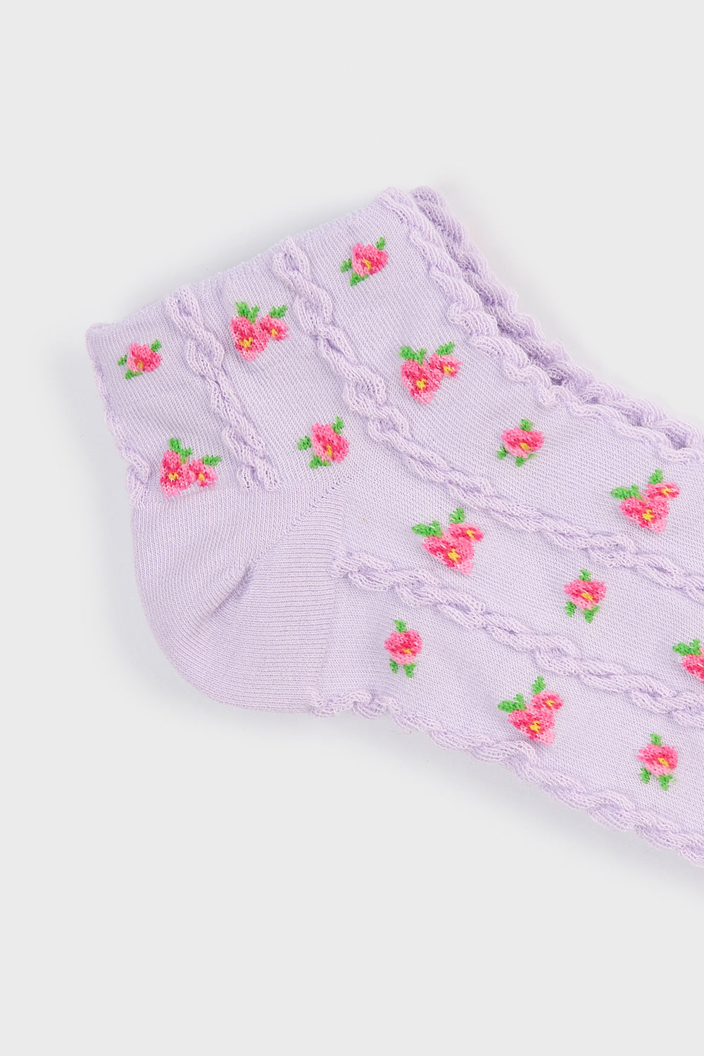 Lilac lattice tiny pink flowers pop socks_4