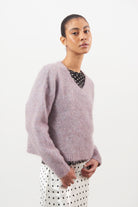 Lilac mohair wool blend V neck jumper_2