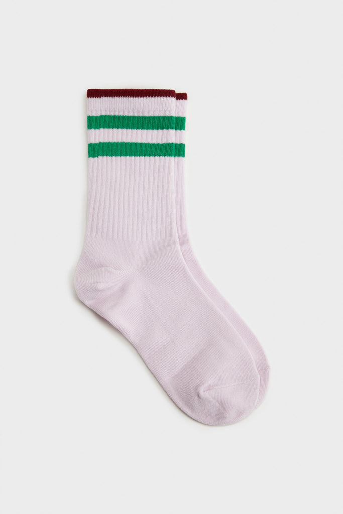 Lilac and green thick varsity stripe socks_1
