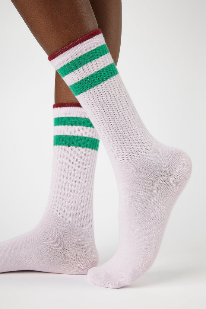 Lilac and green thick varsity stripe socks_3