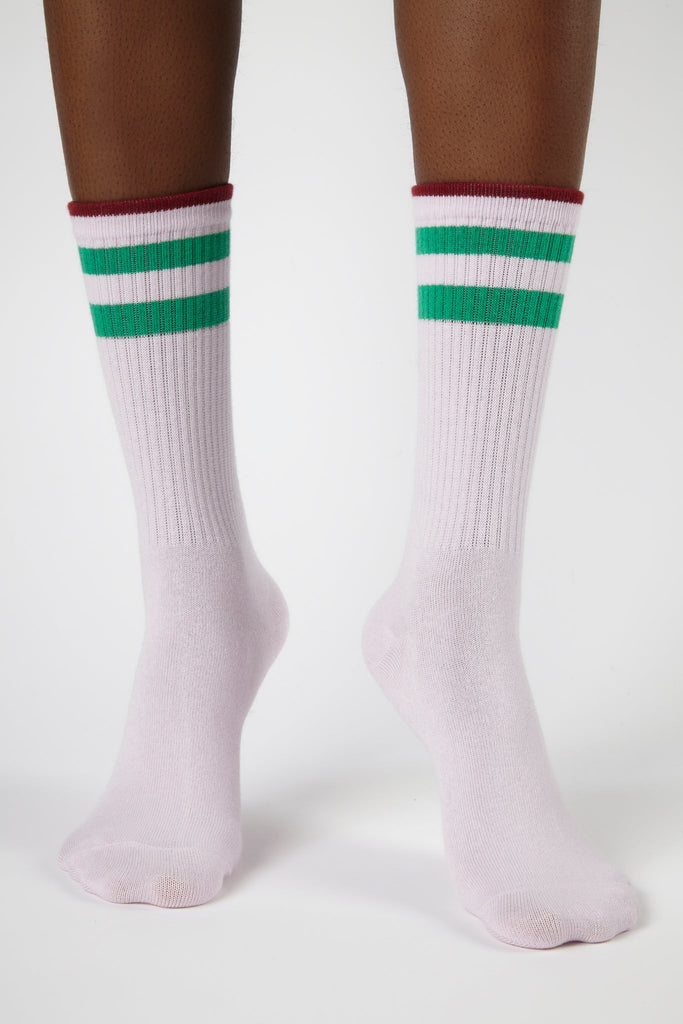 Lilac and green thick varsity stripe socks_4