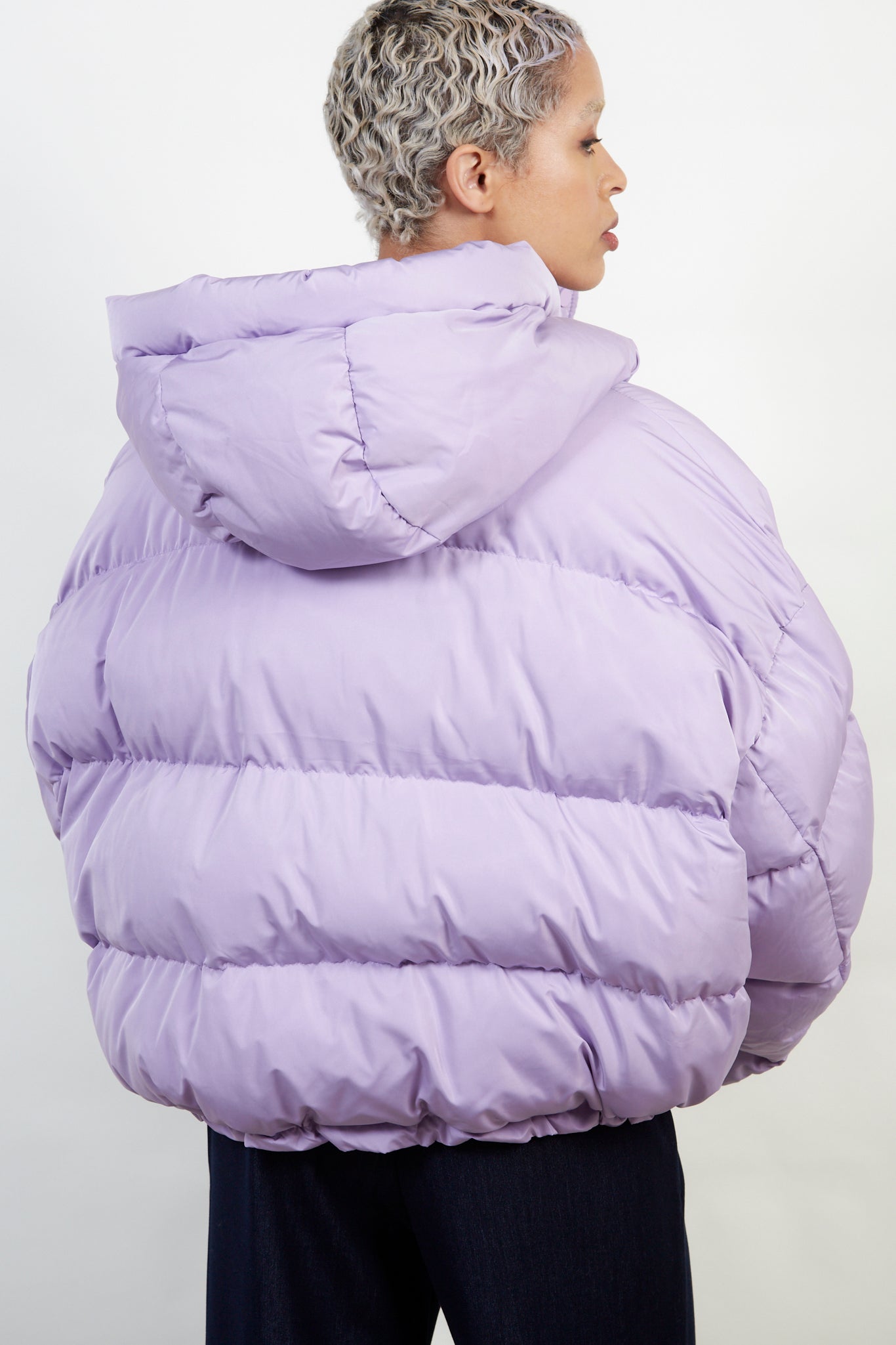 Lilac hooded puffer jacket