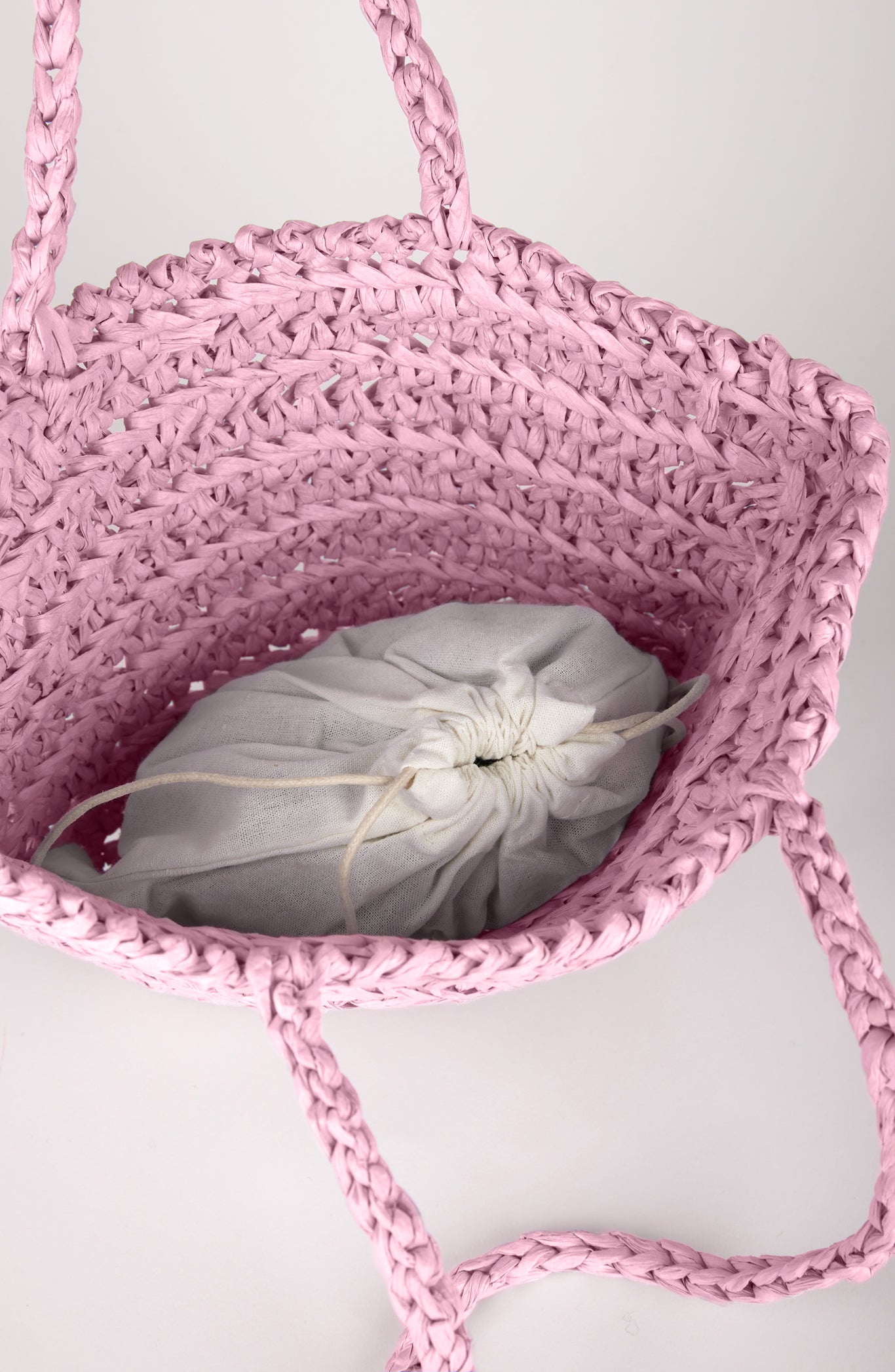 Pink straw mini tote bag