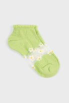 Lime green and white sheer daisy strip ankle socks_3