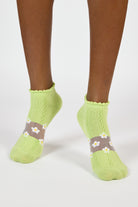 Lime green and white sheer daisy strip ankle socks_2