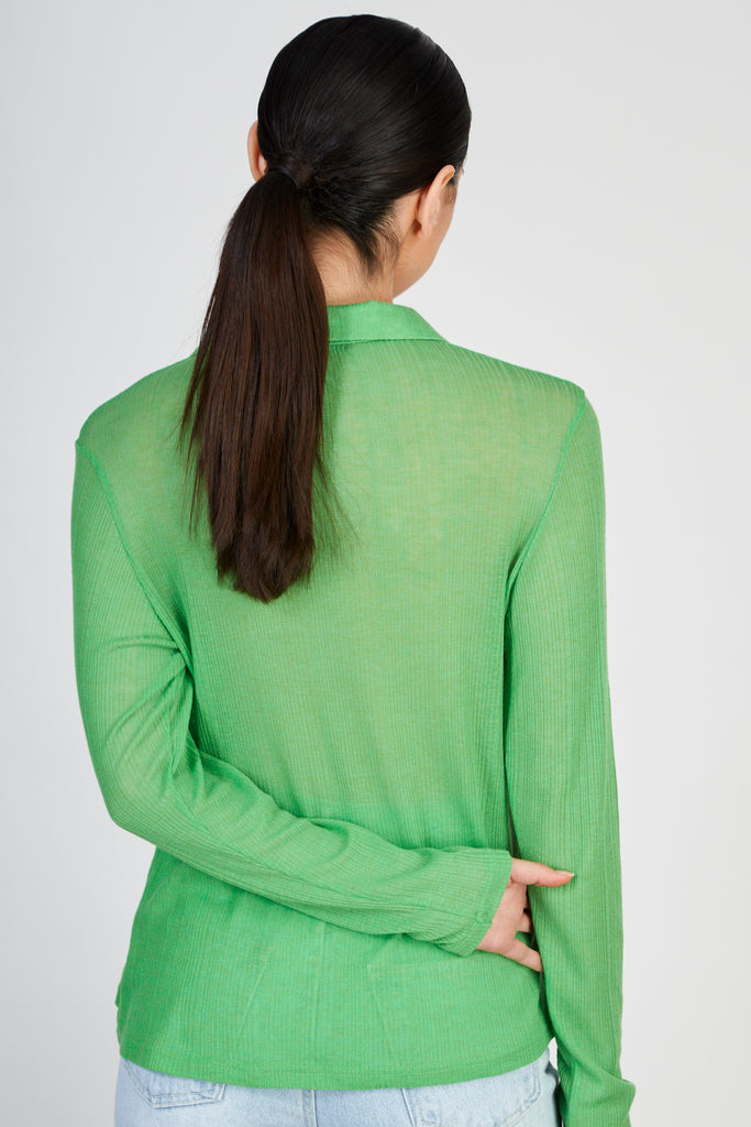 Lime green button front shirt_2