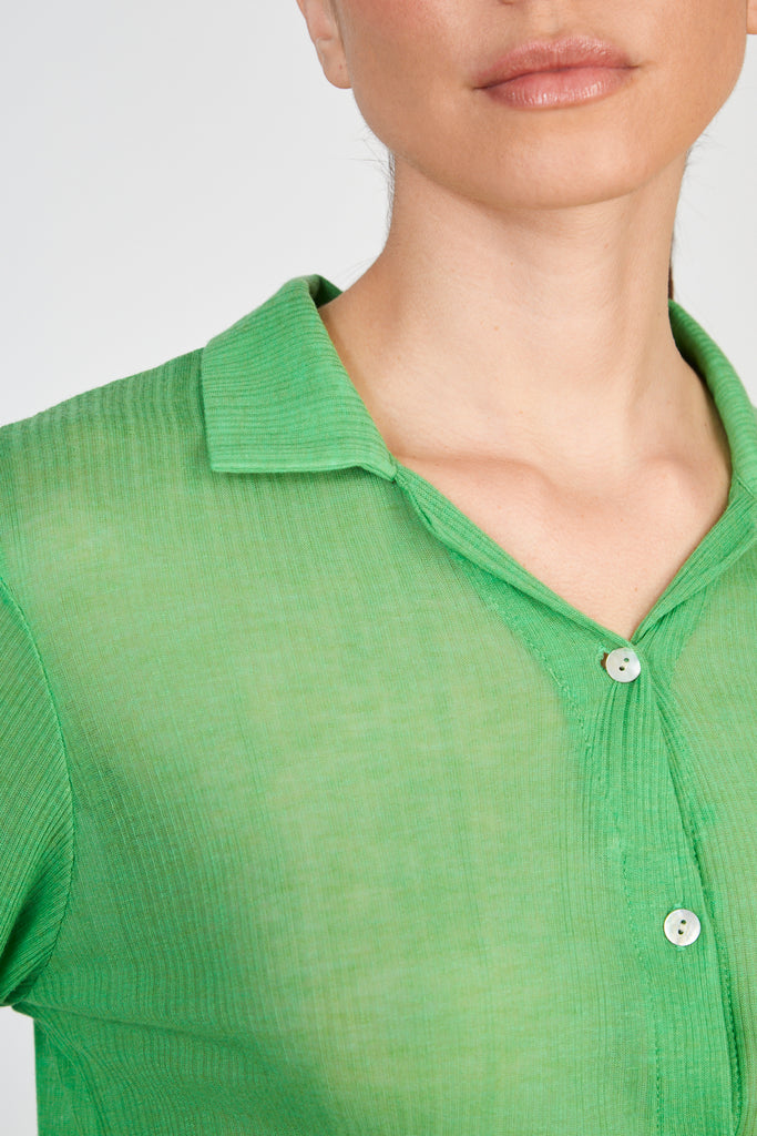 Lime green button front shirt_3