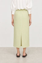 Lime green gingham slit back pencil skirt_2