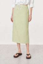 Lime green gingham slit back pencil skirt_1