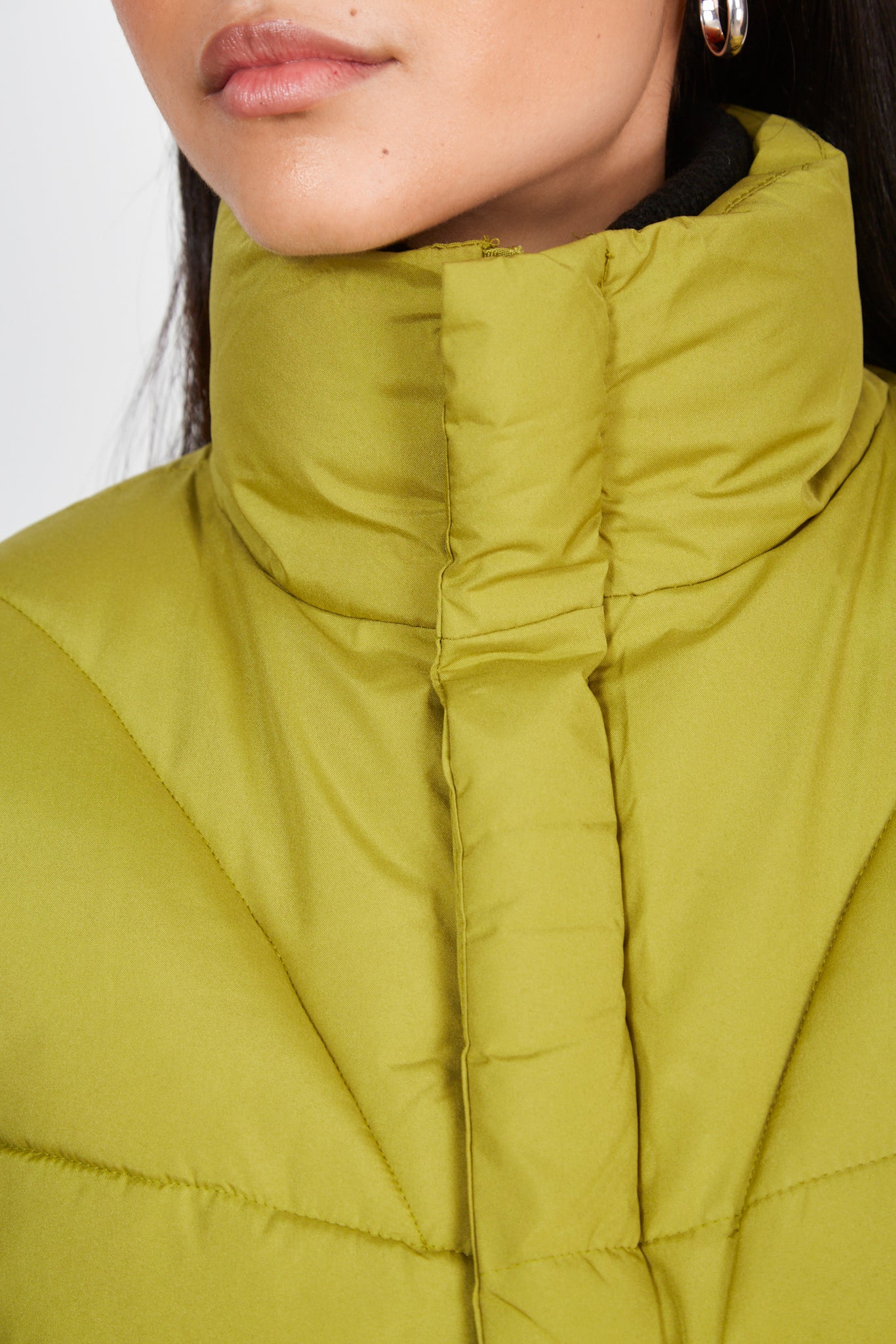 Lime green high neck puffer jacket