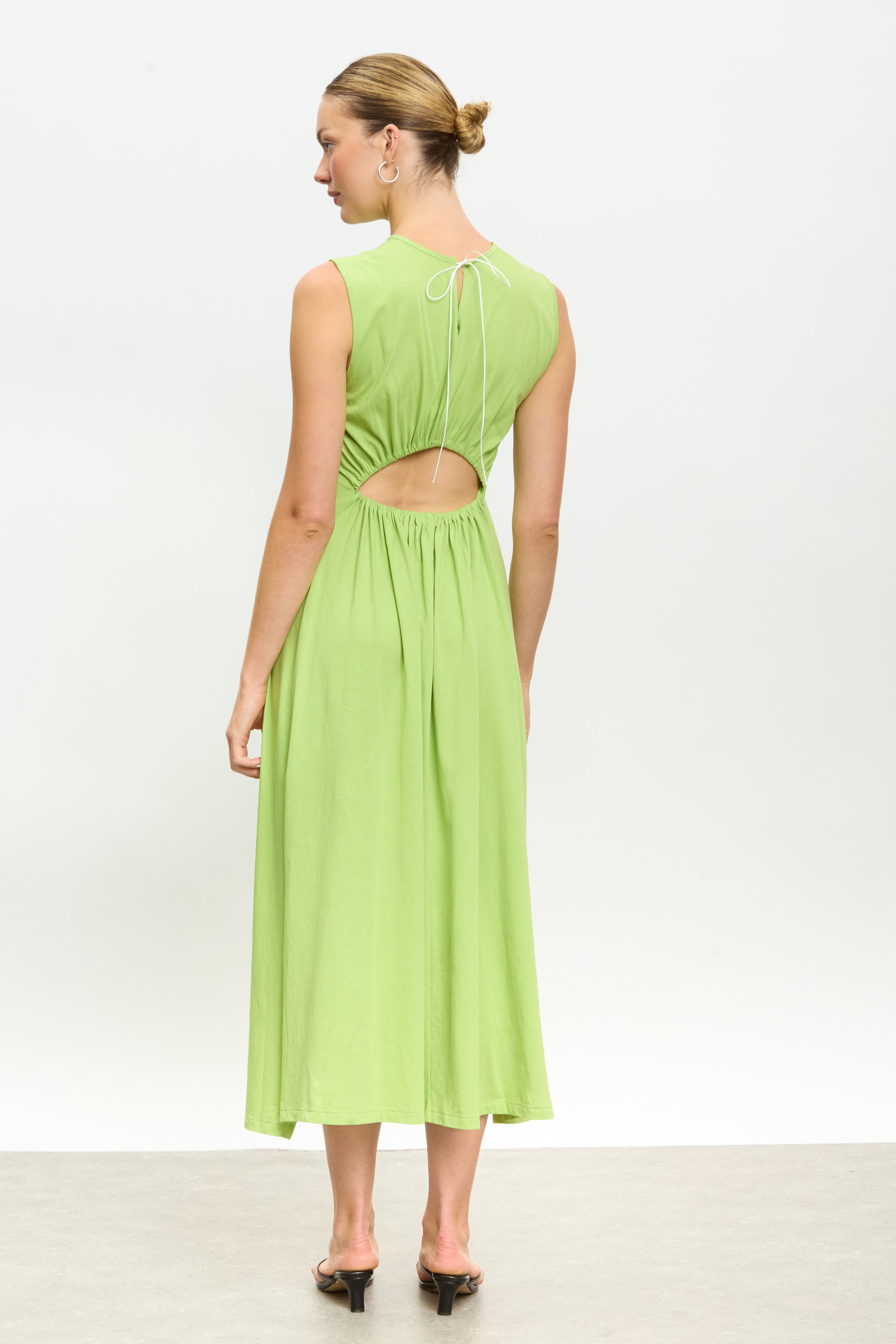Lime green peek back jersey dress