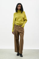 Lime green wool blend horizontal ribbed knit top_5