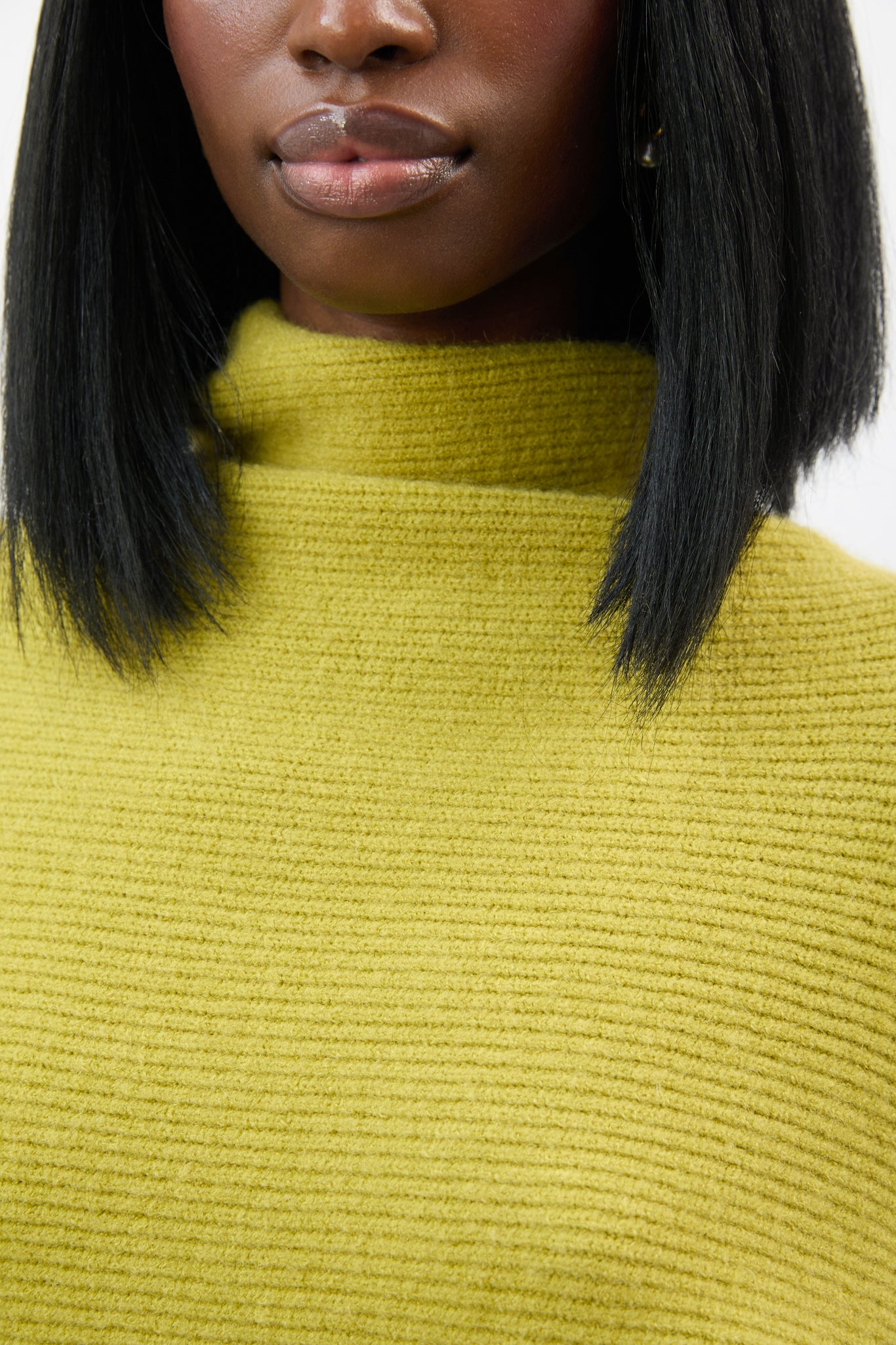 Lime green wool blend horizontal ribbed knit top_3