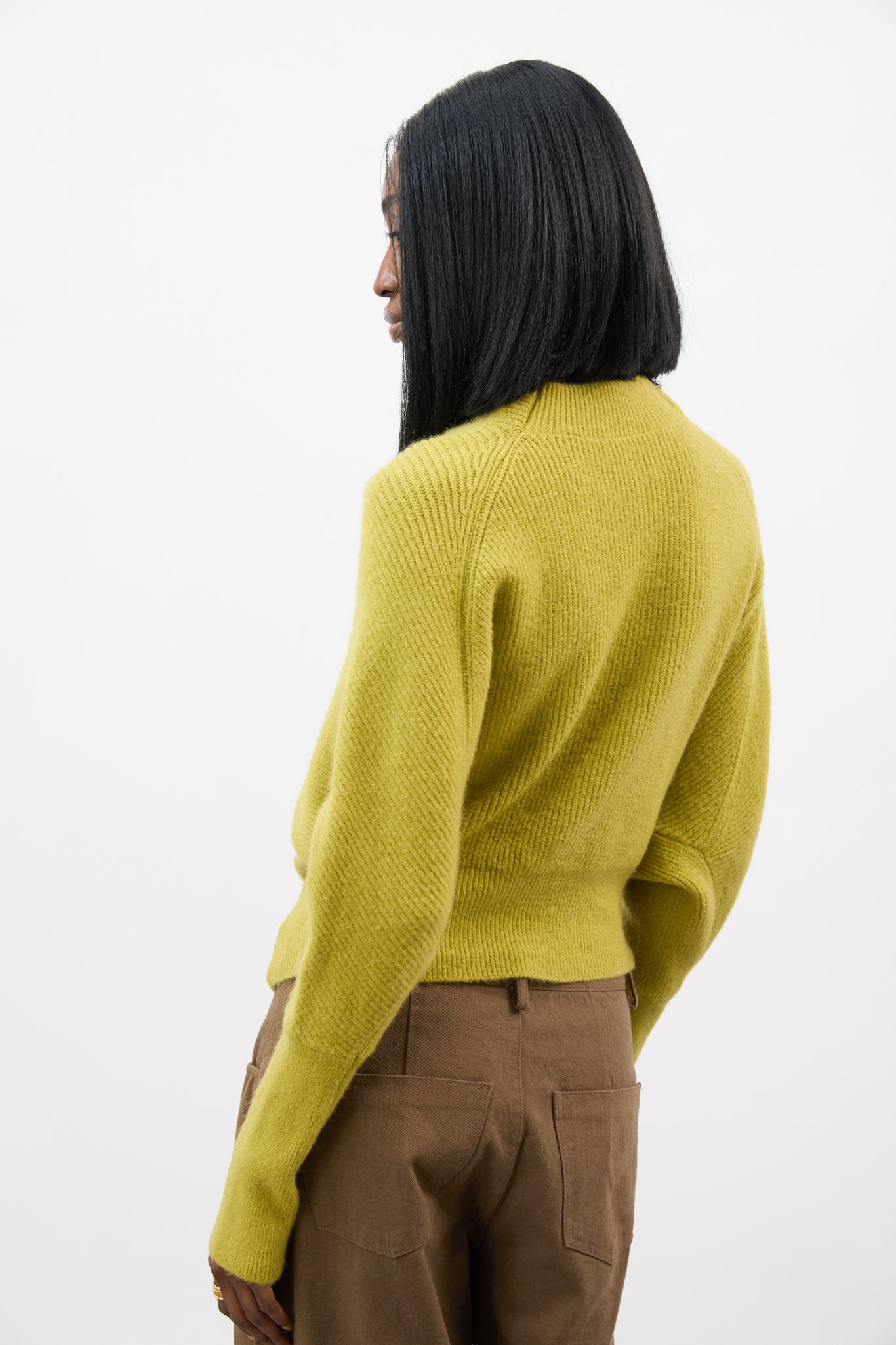 Lime green wool blend horizontal ribbed knit top_2
