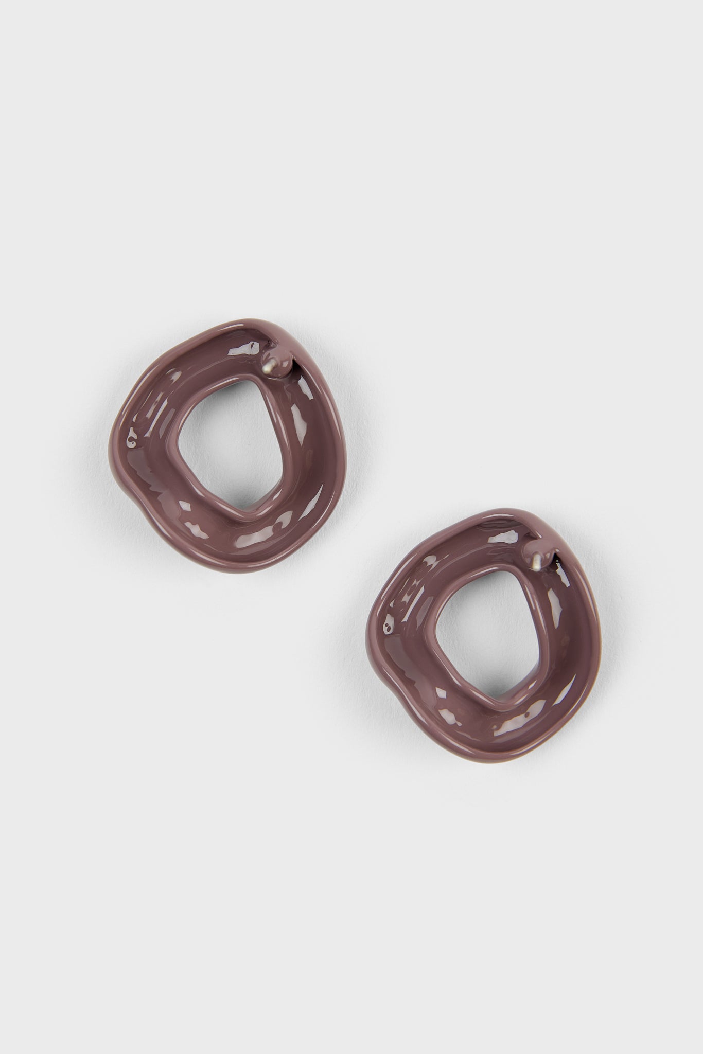Mauve thick organic circle earrings_2