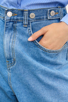 Mid blue adjustable waist jeans_3