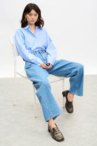 Mid blue adjustable waist jeans_4