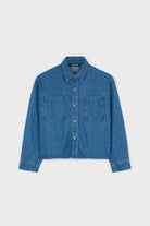 Mid blue denim short pocket front shirt_6