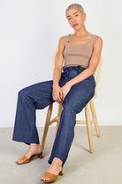 Mid blue denim tie front denim trousers_5