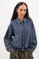 Mid blue denim zip up bomber jacket_1