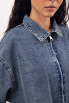 Mid blue denim zip up bomber jacket_4