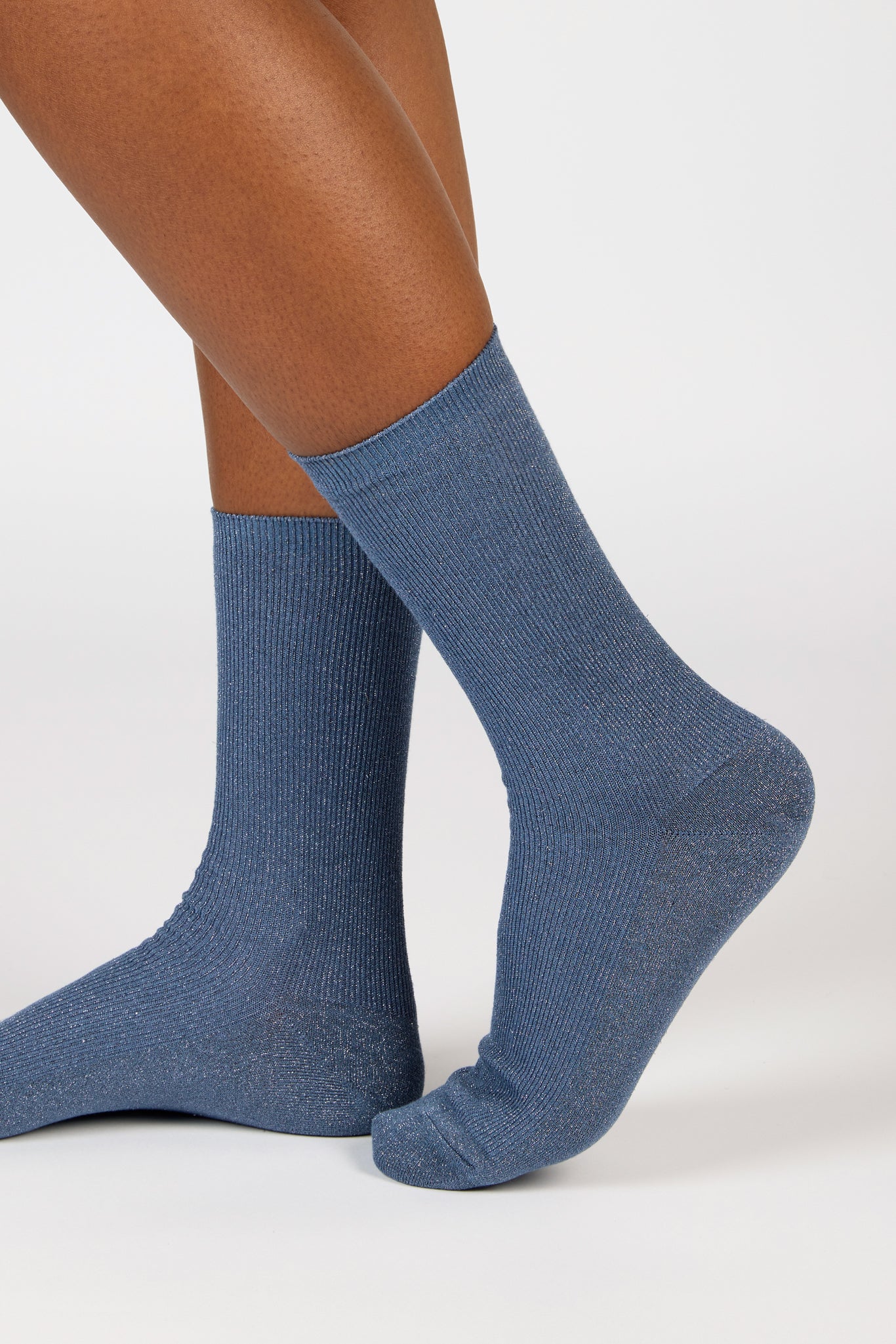 Mid blue modal blend ribbed socks_3