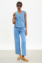 Mid blue polka dot denim waistcoat_4