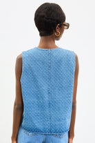 Mid blue polka dot denim waistcoat_2