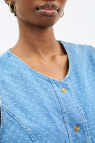 Mid blue polka dot denim waistcoat_3