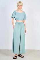 Mint ruched waist short sleeved top_3