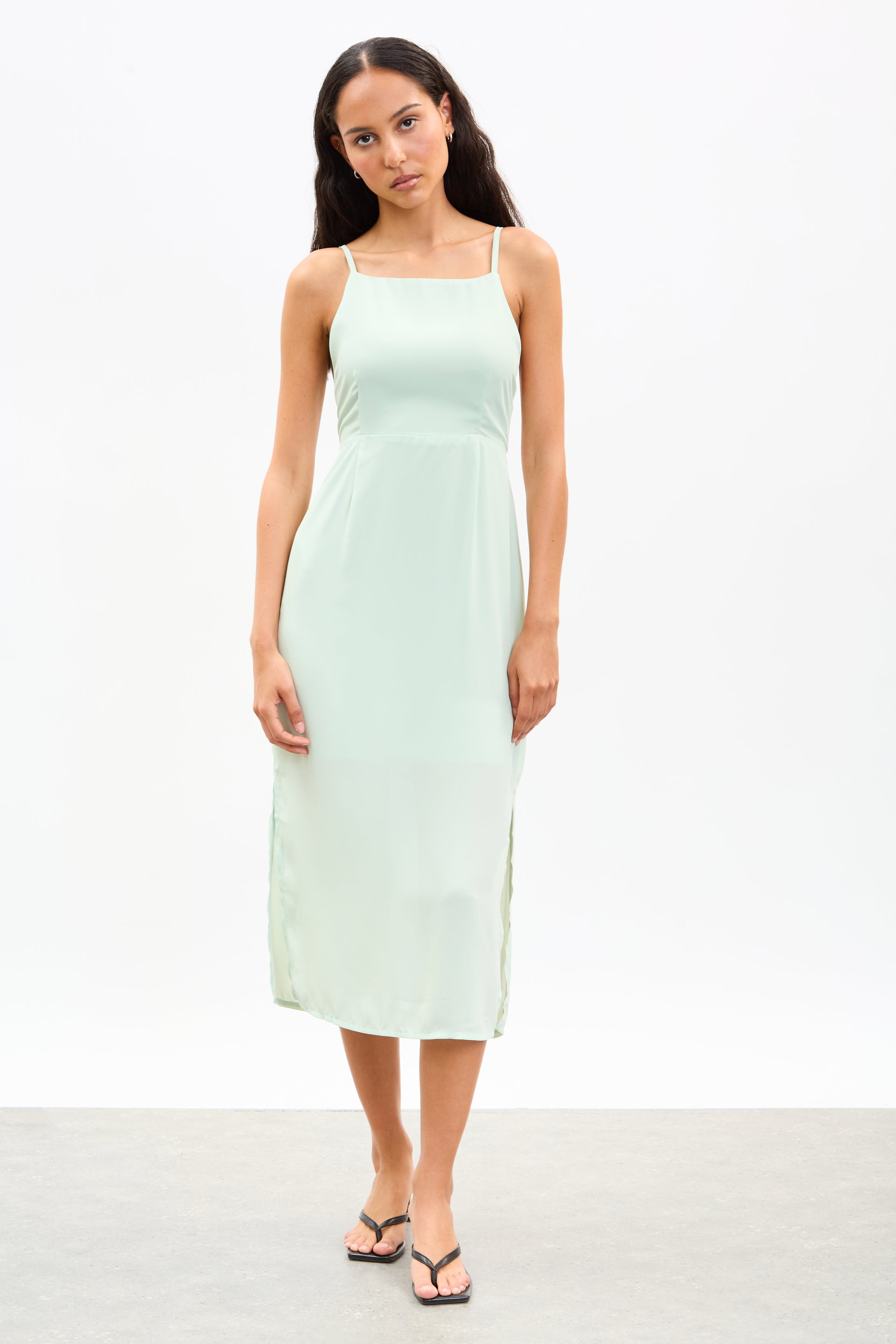 Glassworks London Mint Green Cross Tie Back Strappy Dress Glassworks London Mint Green Cross Tie Back Strappy Dress