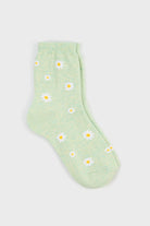 Mint green dotted daisies socks_3