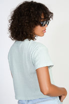 Mint green herringbone textures short sleeved top_2