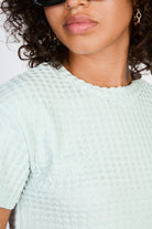 Mint green herringbone textures short sleeved top_3