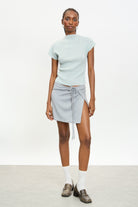 Mint green pleat ribbed short sleeved top_4