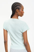 Mint green pleat ribbed short sleeved top_2