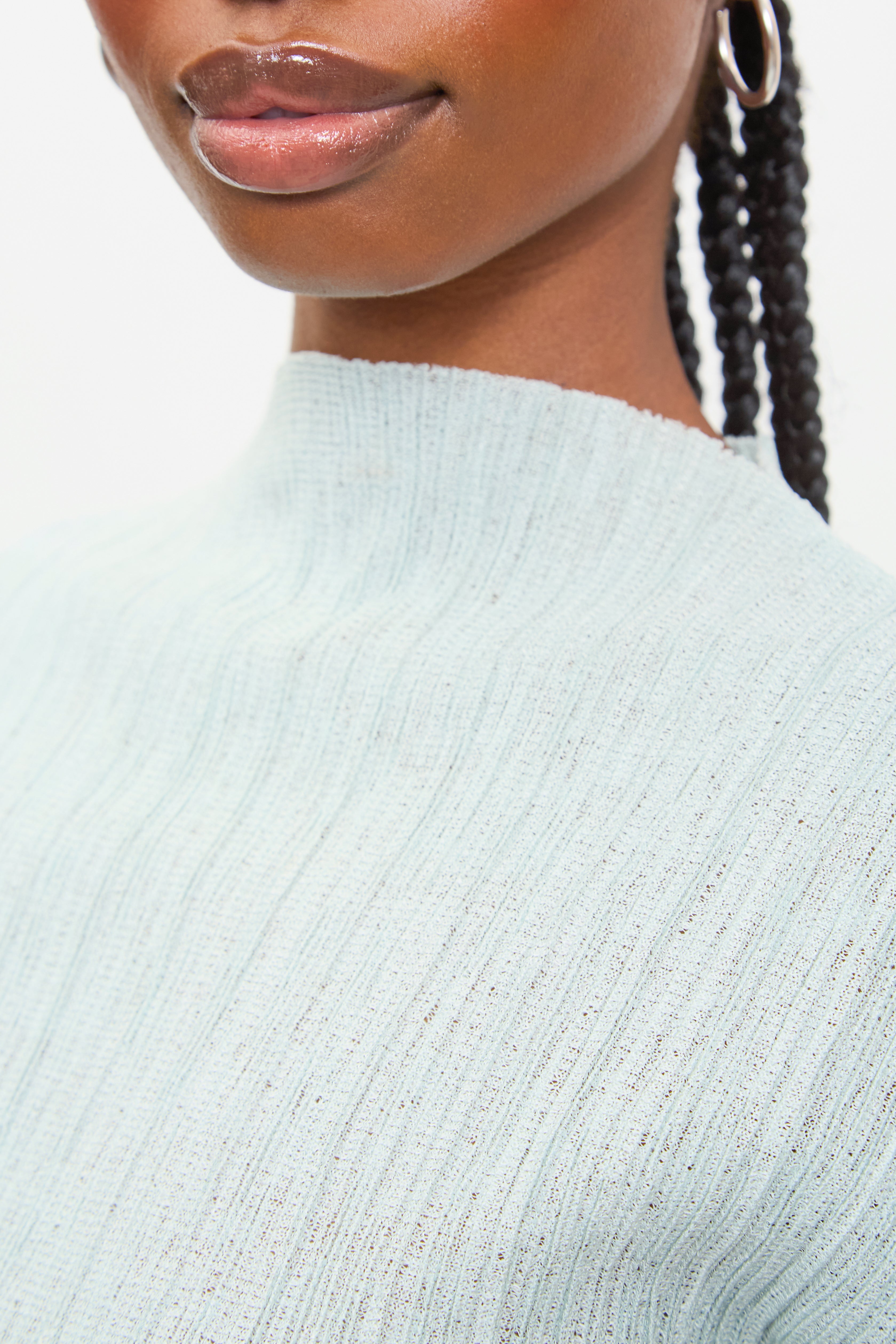 Mint green pleat ribbed short sleeved top_3