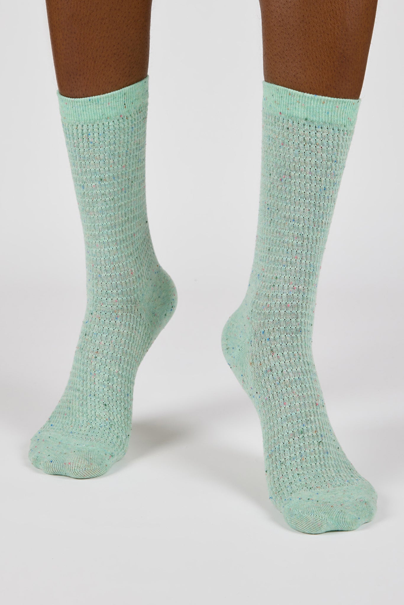 Mint green rainbow fleck scrunch stretch socks_2