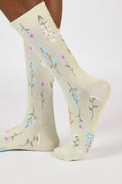 Mint green scattered wild flower socks_2