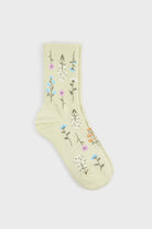 Mint green scattered wild flower socks_3